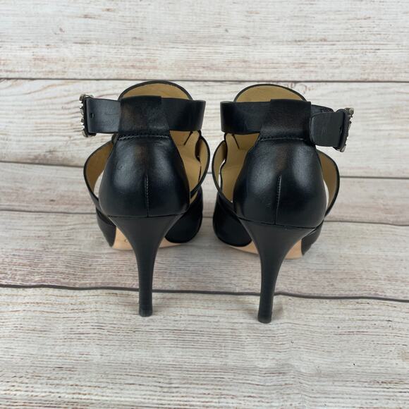 Coach A3193 Mila Calf Womens Sz 8M Open Toe Heels Black Leather - Picture 6 of 11